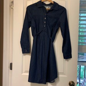 Long sleeve maternity dark denim dress